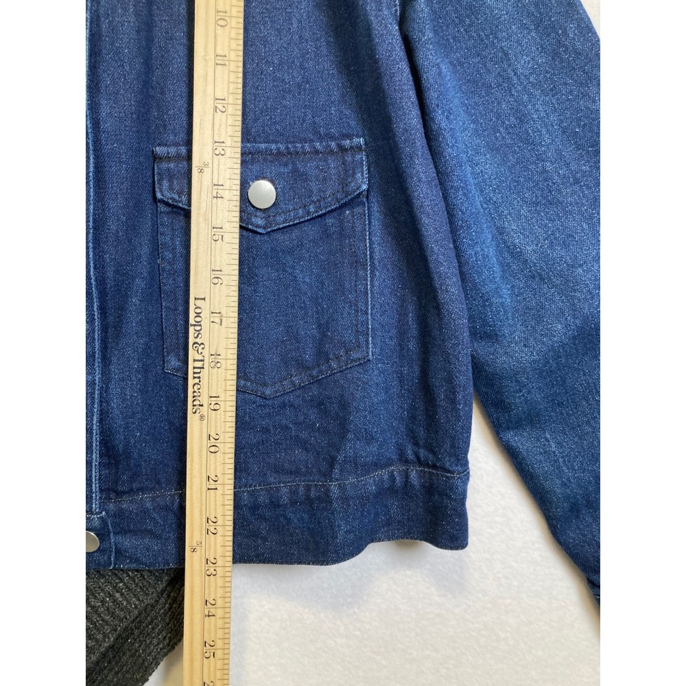 Layered Aesthetic Bagatelle Women XL Blue Denim Knit‎ Trim Snap Button Jacket - Picture 7 of 12